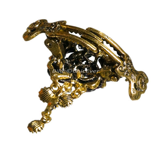 Haargreifer Haarspange Blume Vintage-Look Metall bunt gold 4472a